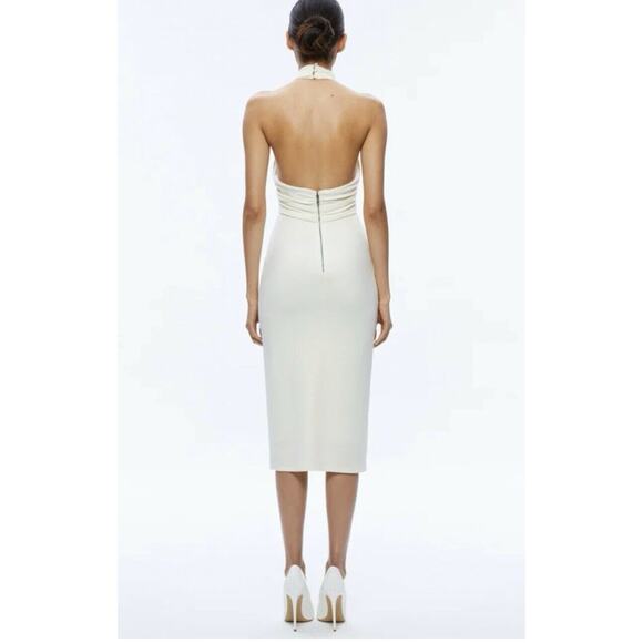 ALICE + OLIVIA Suellen Wool Cream Ecru Halter Neck Maxi Dress Size 4 MSRP $624.0 - Picture 4 of 7